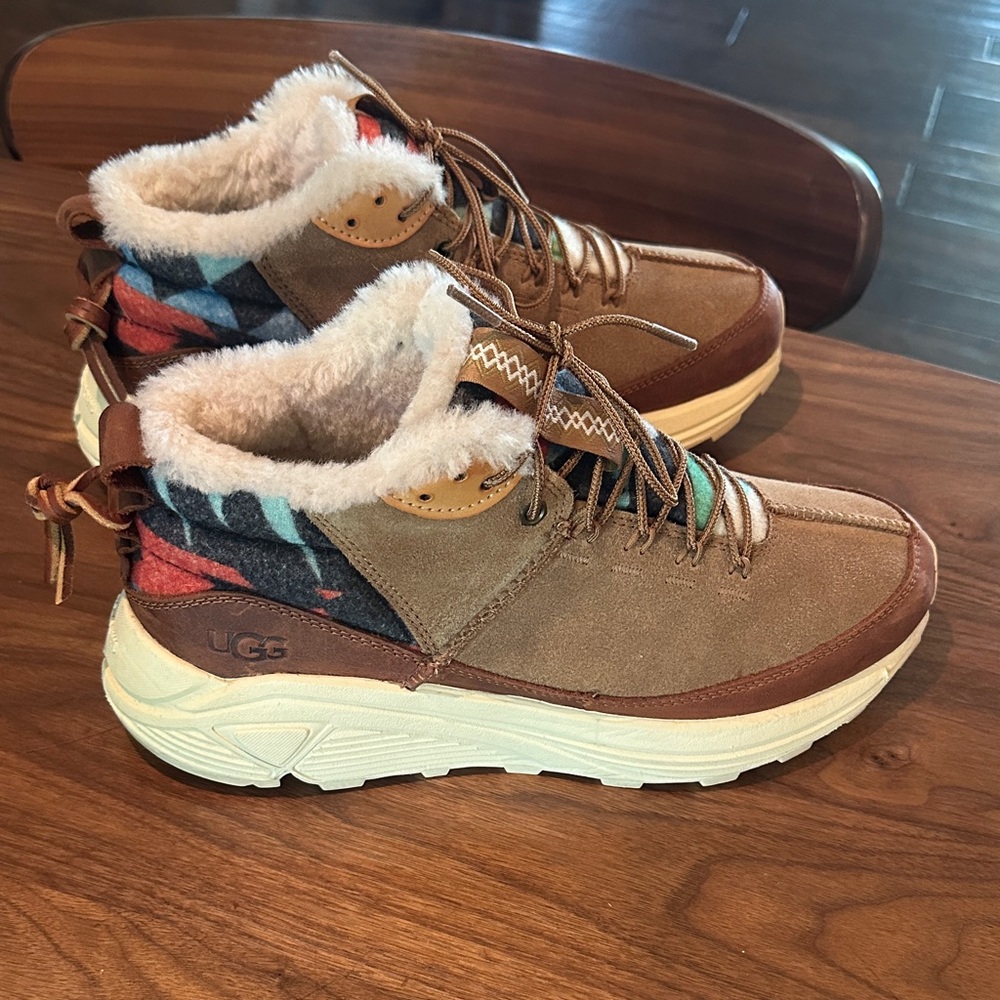 UGG Tan and Multicolor Shearling Boots